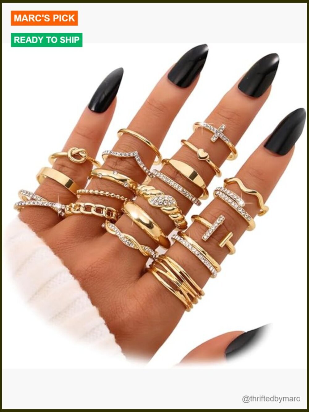 20Pcs Stackable Ring Set Dainty Chunky Statement Knuckle Rings for Women